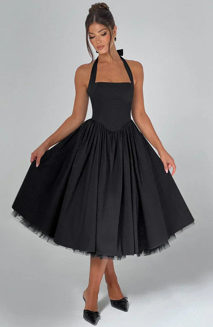 | Lace-up corset detail midi dress