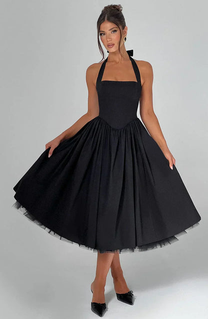 | Lace-up corset detail midi dress