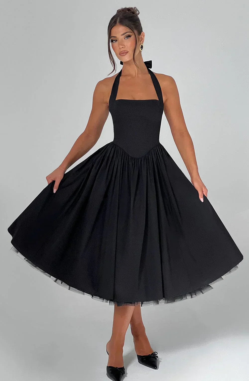 | Lace-up corset detail midi dress