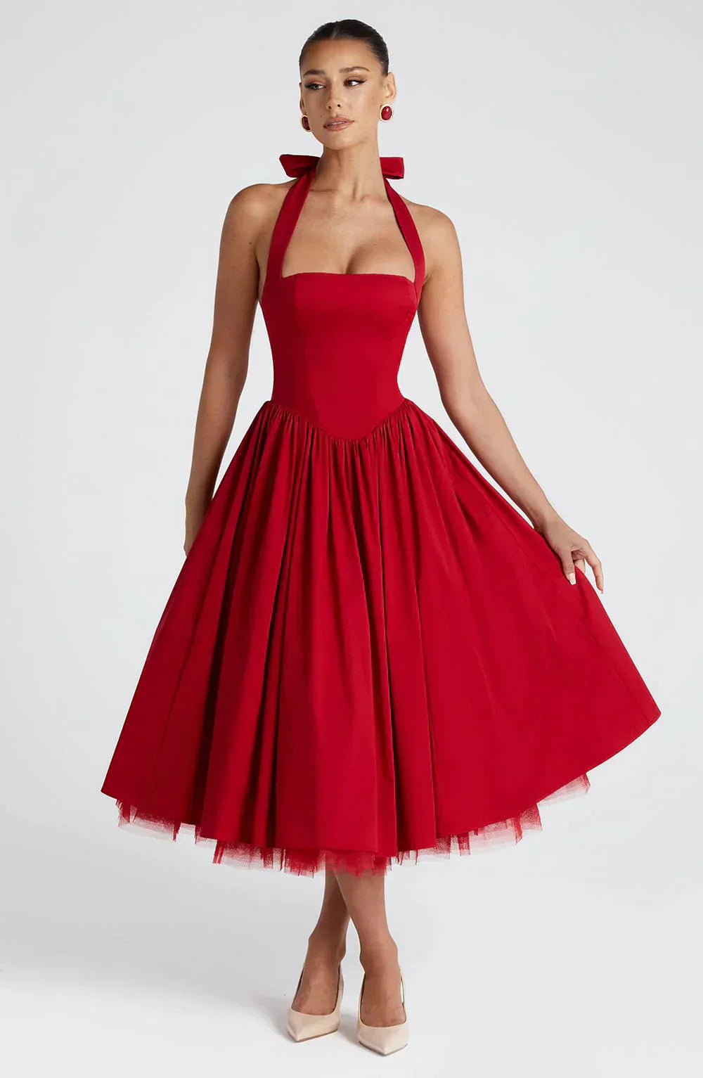 | Lace-up corset detail midi dress