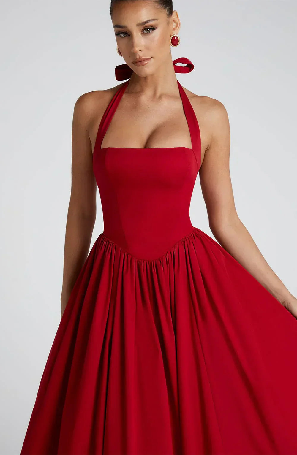 | Lace-up corset detail midi dress