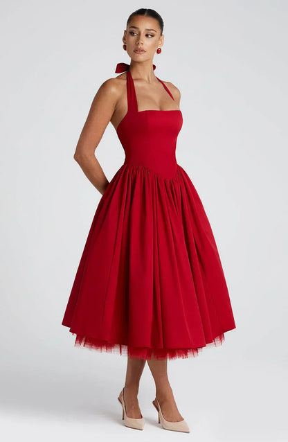 | Lace-up corset detail midi dress