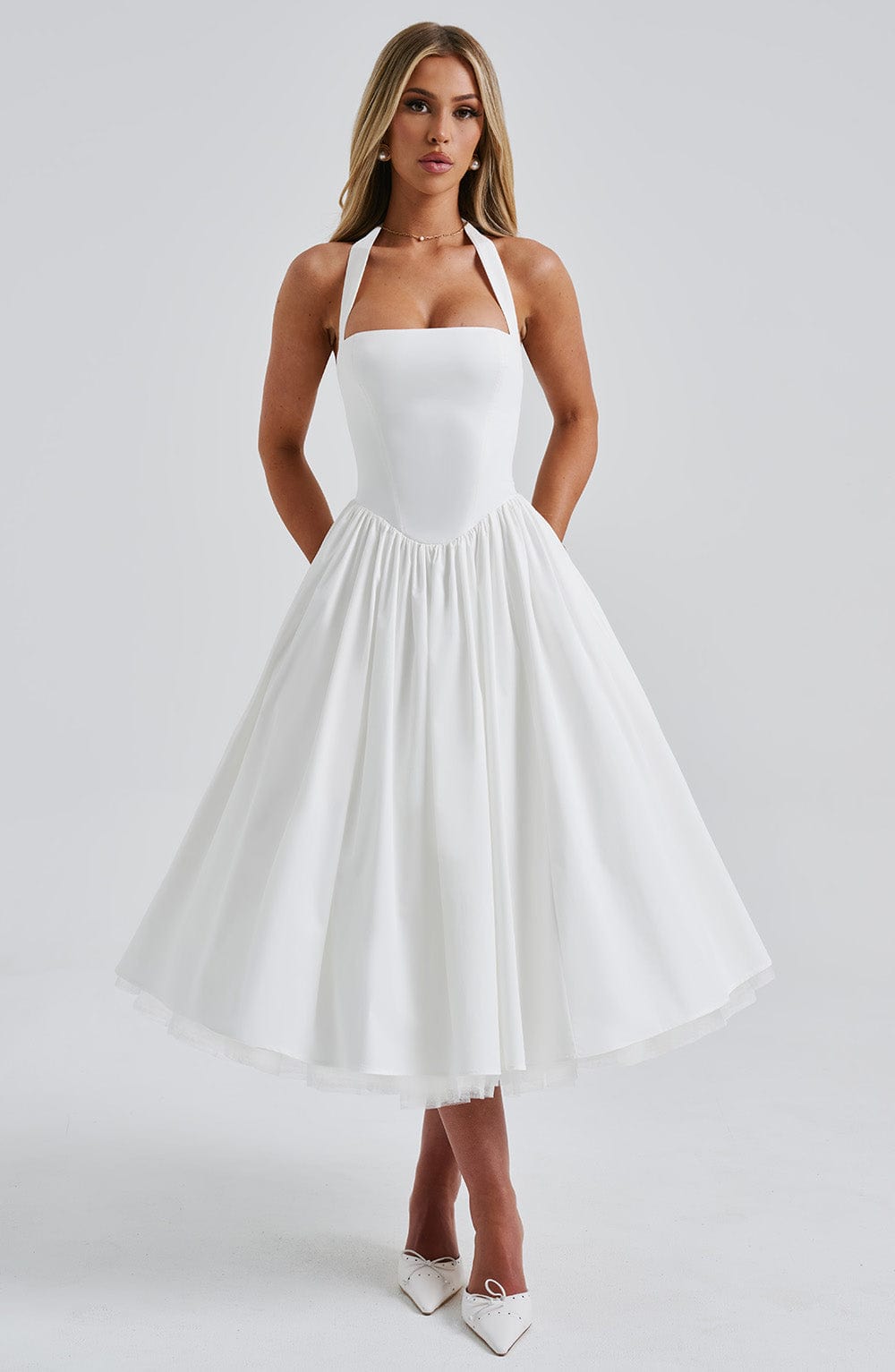 | Lace-up corset detail midi dress