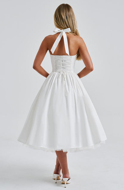 | Lace-up corset detail midi dress