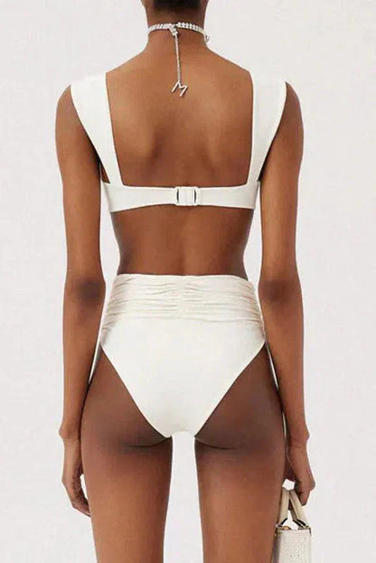 | Minimalist Embellished Ruched Bikini Set
