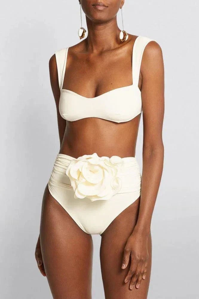 | Minimalist Embellished Ruched Bikini Set