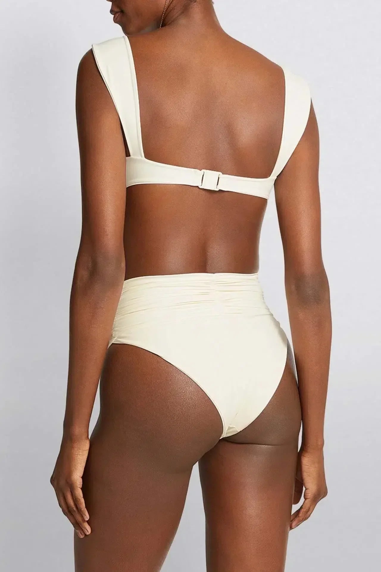 | Minimalist Embellished Ruched Bikini Set