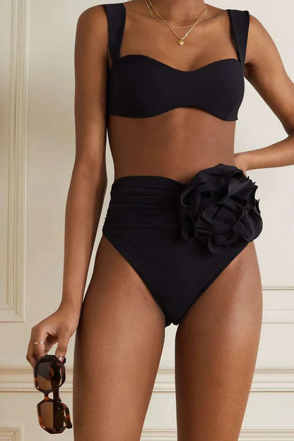 | Minimalist Embellished Ruched Bikini Set