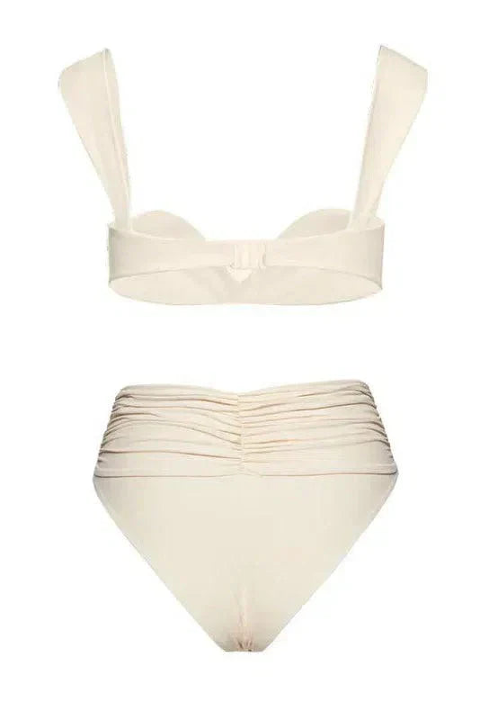 | Minimalist Embellished Ruched Bikini Set