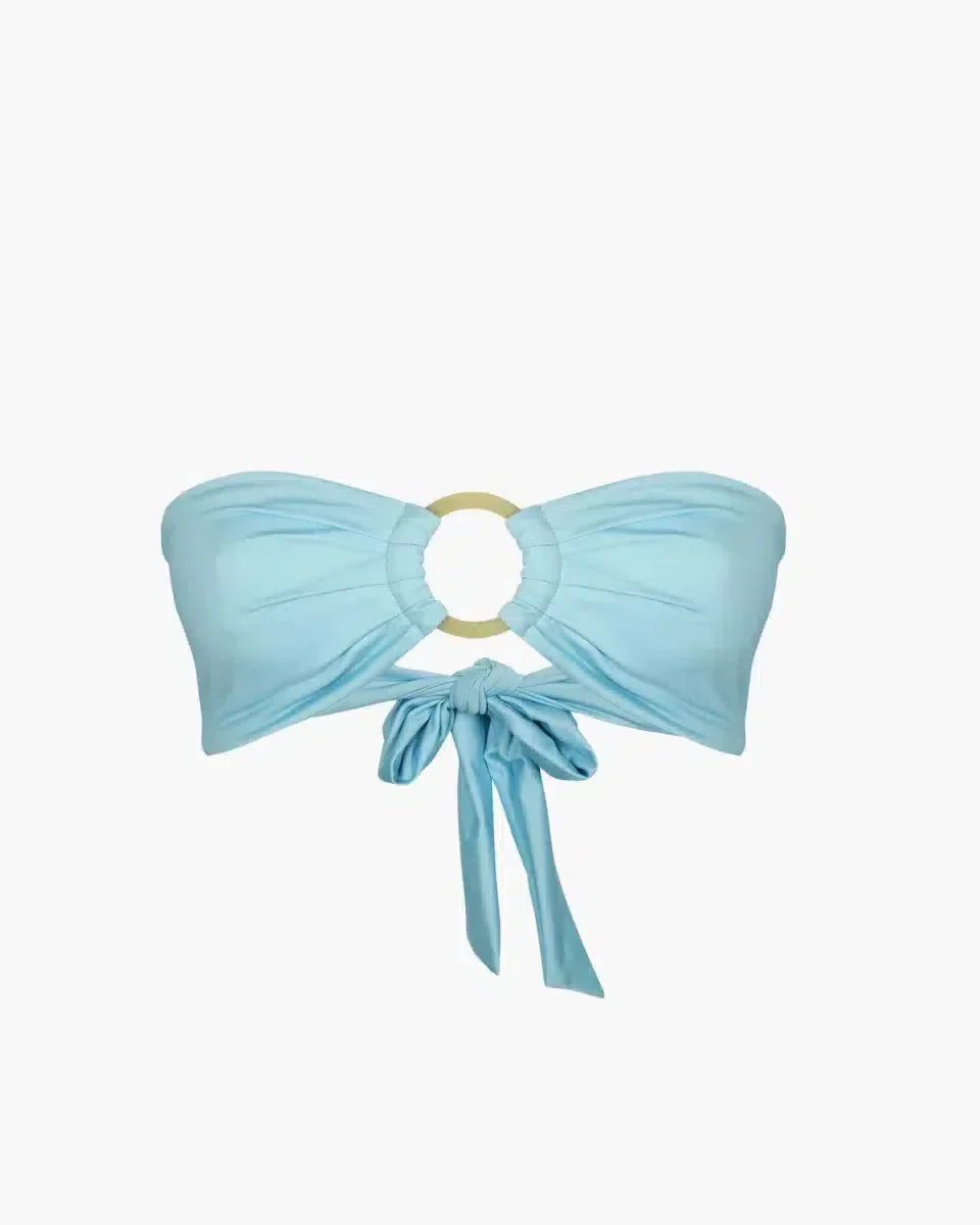 | Ring Hardware Detail Sky Blue Bikini Top