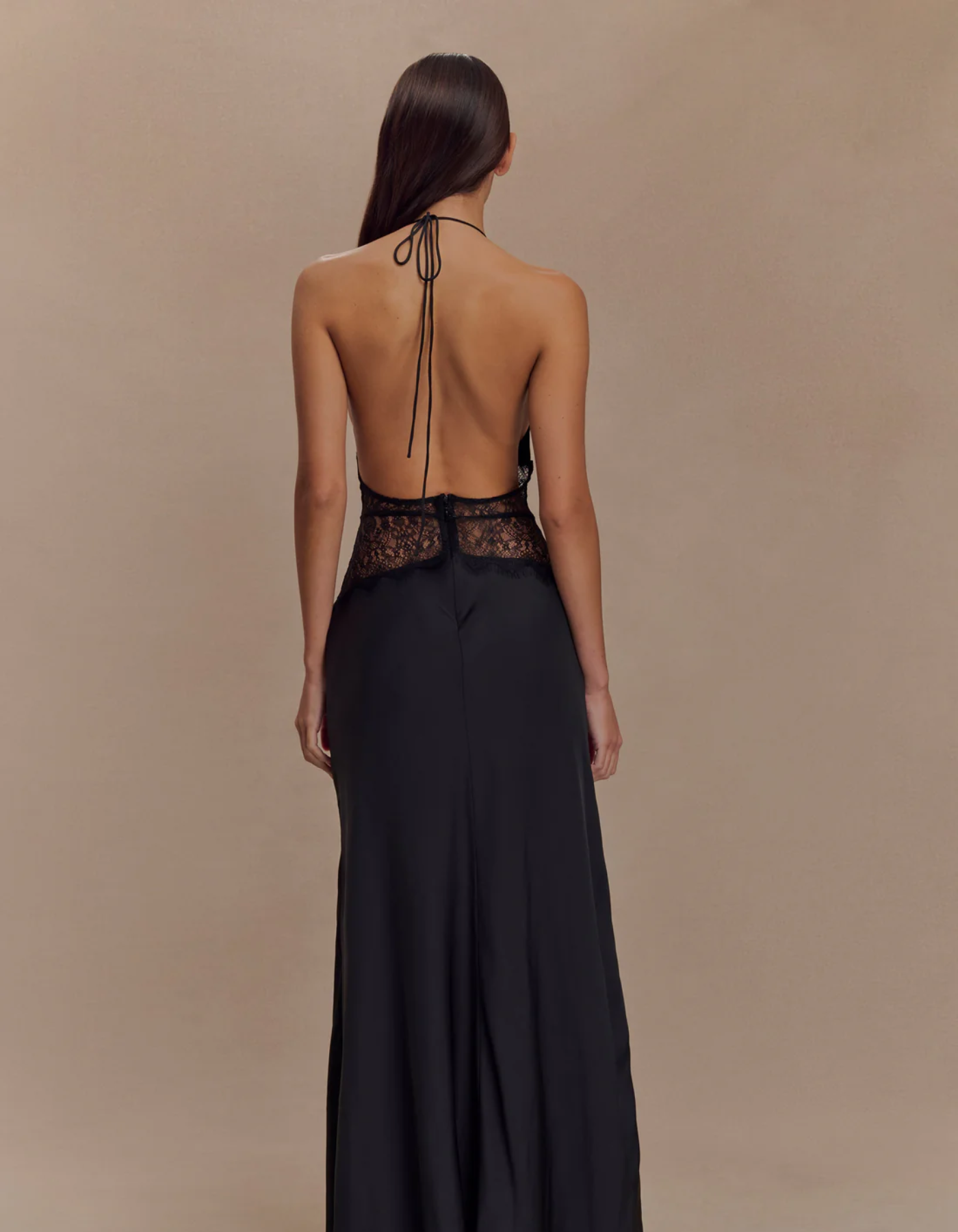 | Lace Waist Detail Halterneck Gown