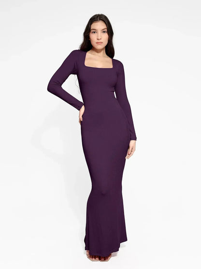 | Sculpted Knit Long Sleeve Maxi Dress
