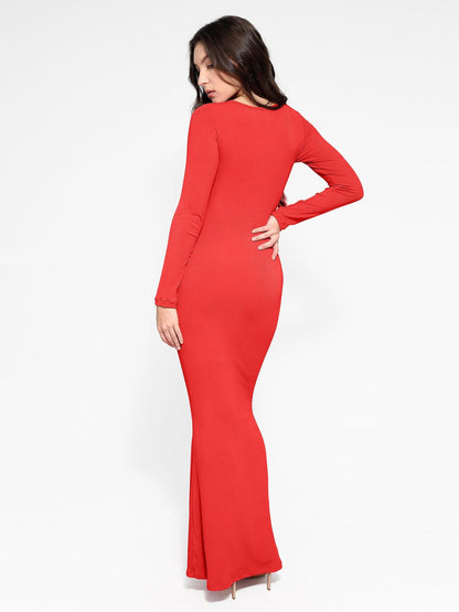 | Sculpted Knit Long Sleeve Maxi Dress