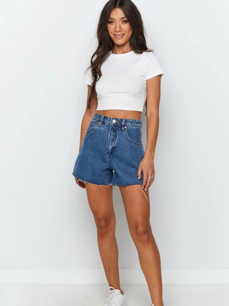 DressBetty - O Neck Knit White Crop Top