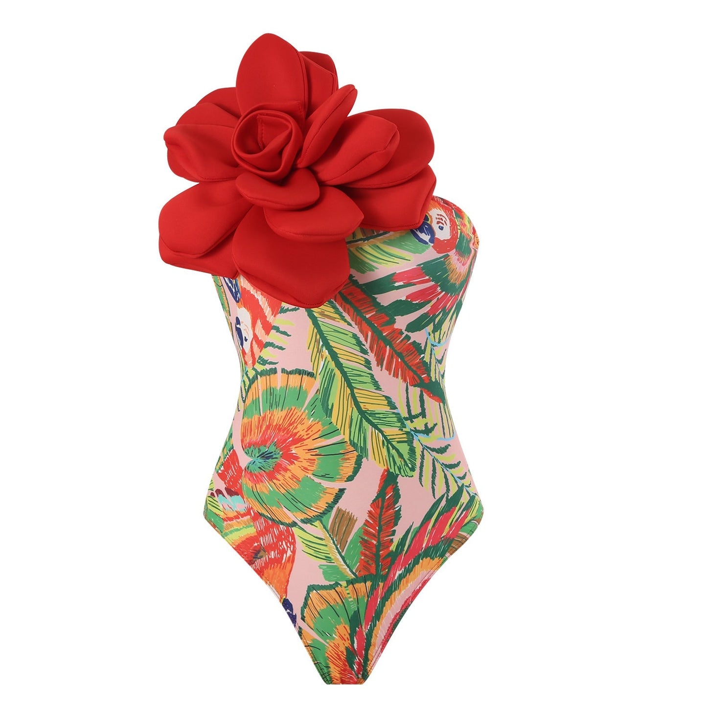 One Piece Swimsuit Skinny Slimming Big Floral Swimsuit Outfit Chiffon Dress