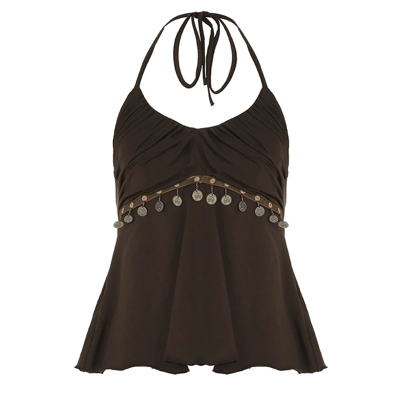 Lumen Metallic Halter Top