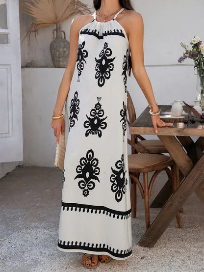 Women Sundress Maxi Sleeveless Halter Summer Dress