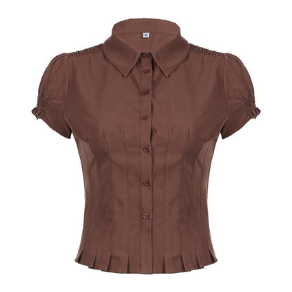 Amaria Brown Puff Sleeve Top