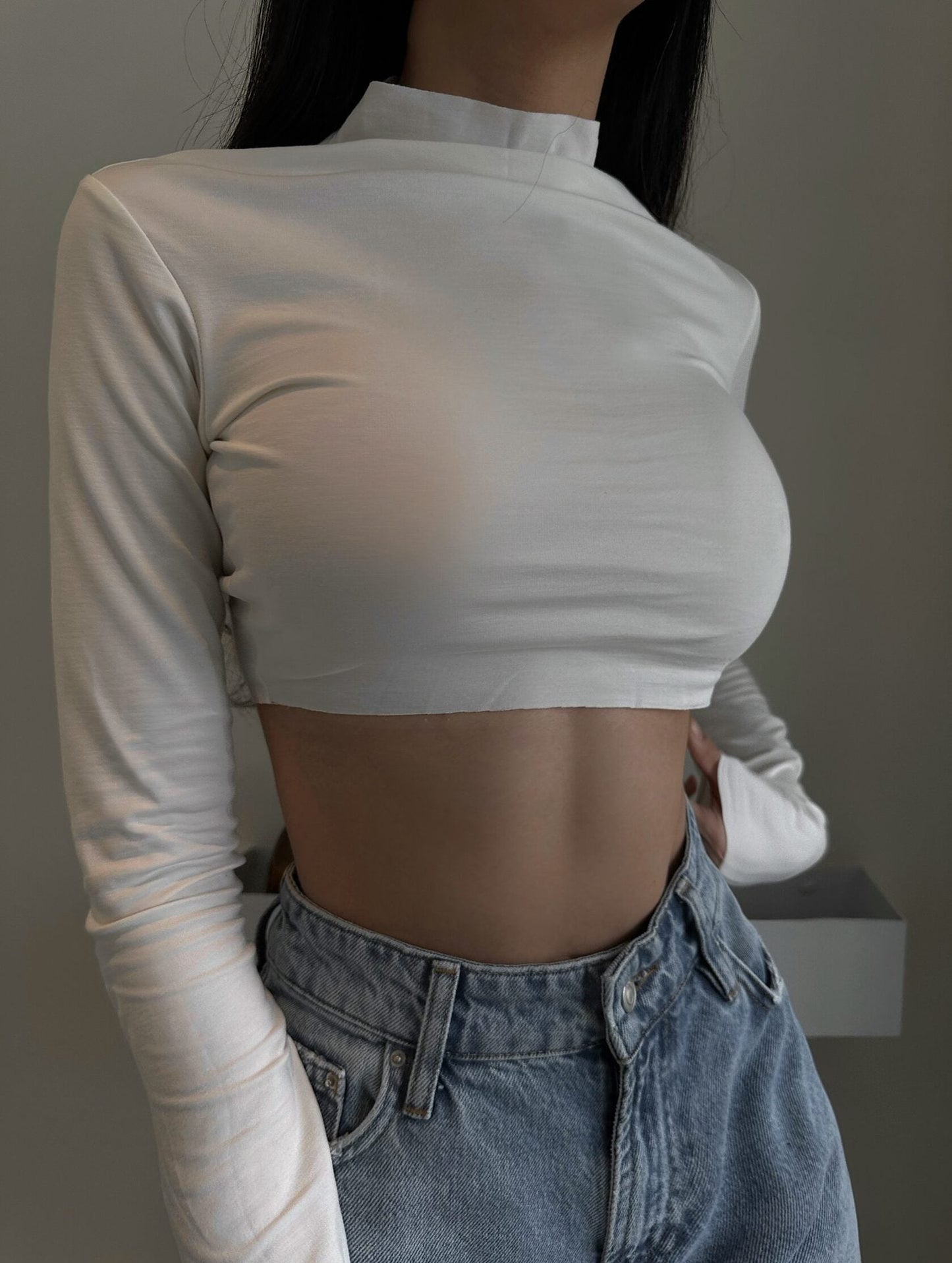 Sexy Y2K Cropped Long Sleeve Crop Top