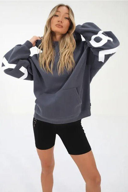 Loose Fit Hoodie with Big Thick Letters
