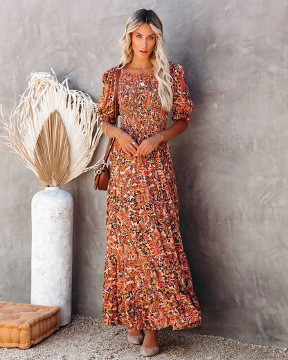 KittenAlarm - Anella Smocked Floral Maxi Dress