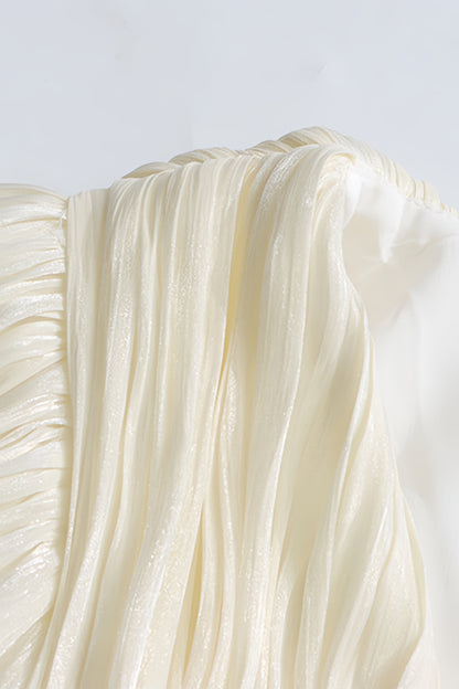 Clark White 3D Flower Pleated Mini Dress