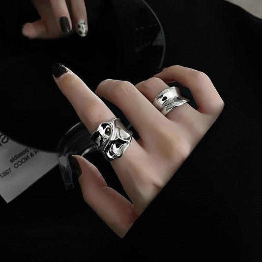 Vintage Textured Silver Open Index Ring