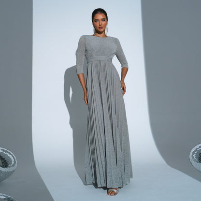 Five Quarter Sleeve Crew Neck Long Bohemian Large Swing Waist Evening