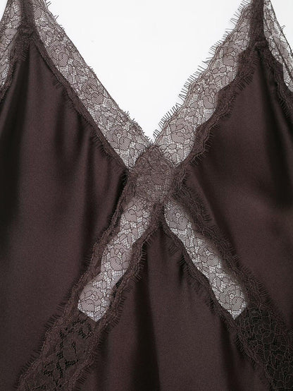 Women’s lace satin midi suspender beach dress