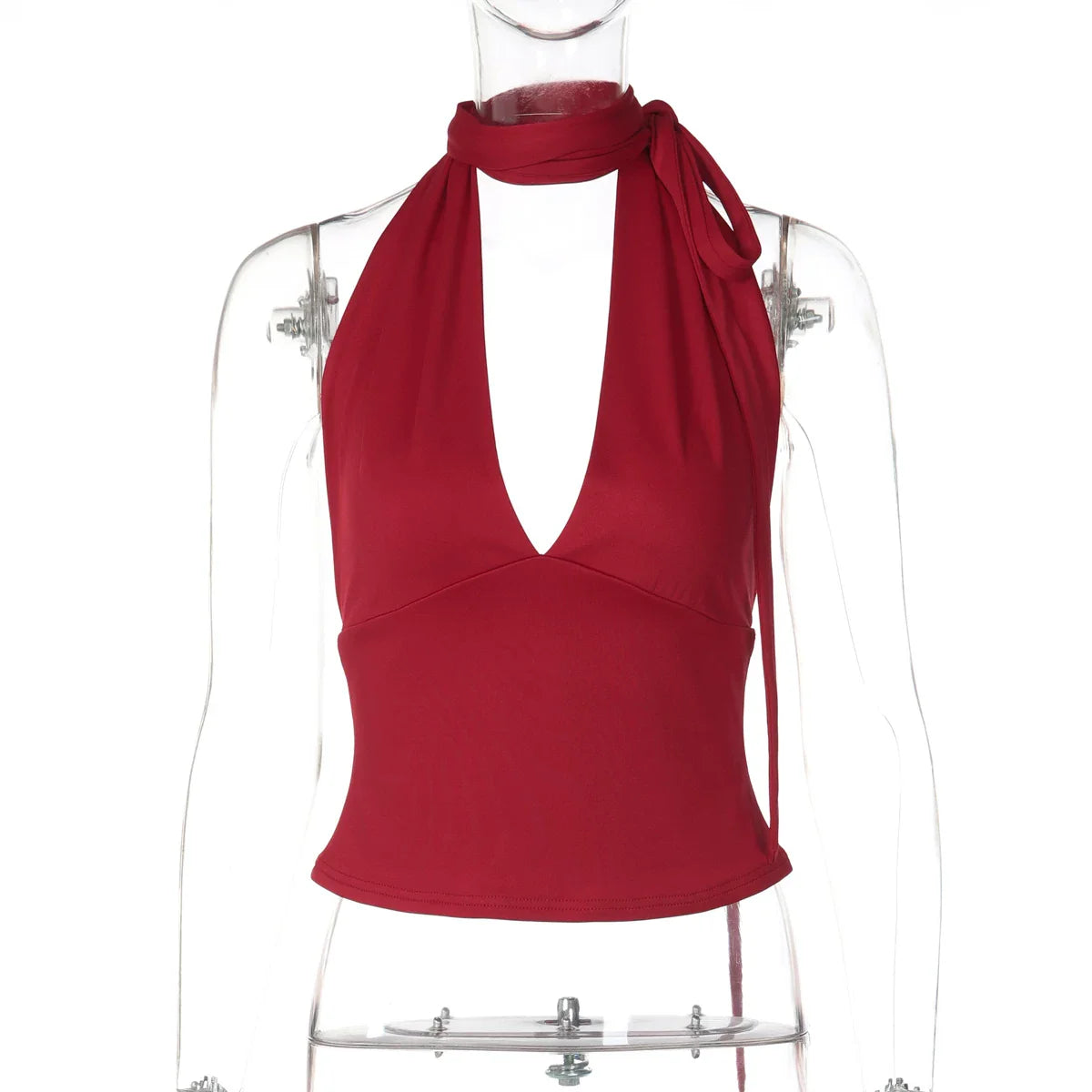 Deep V Backless Halter Top