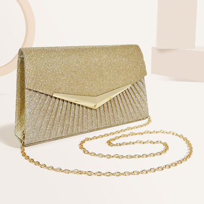 Shiny Pleated Clutch by Amy