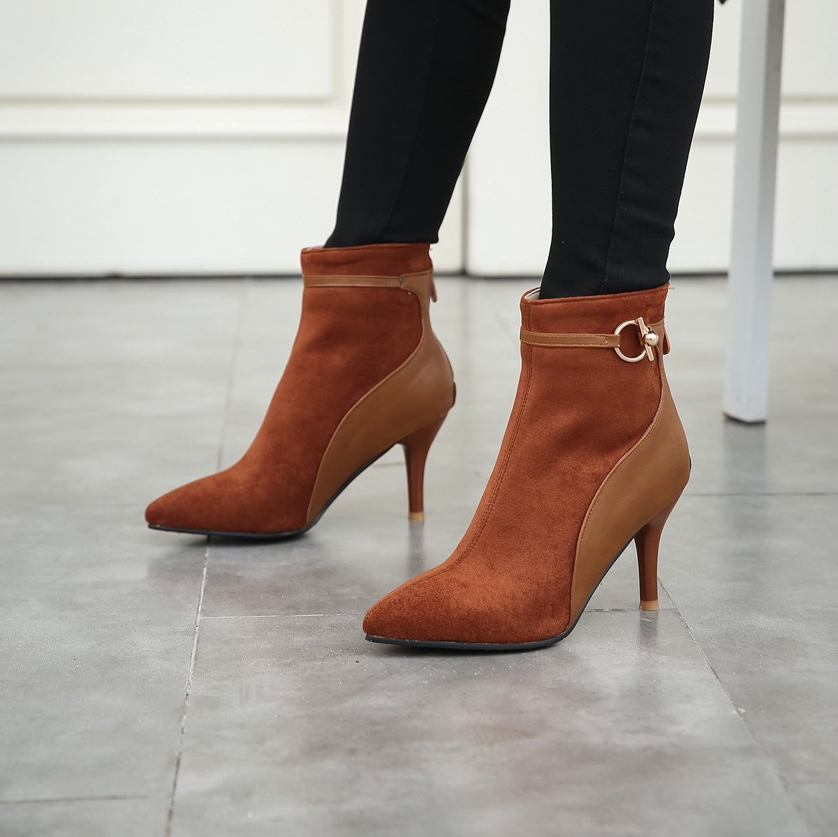 | Suede Pointy Toe Heels