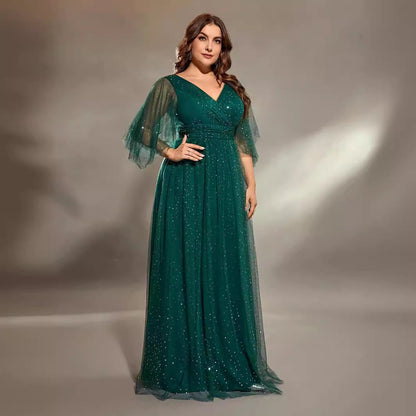 Cocktail Evening Dress Choir Costumes plus Size Long Host Solo Green Dress
