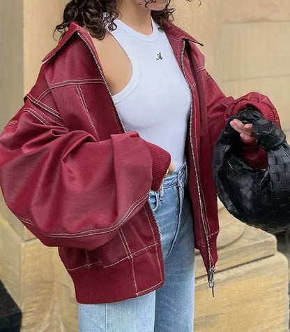 Koa Lapel Faux Leather Jacket