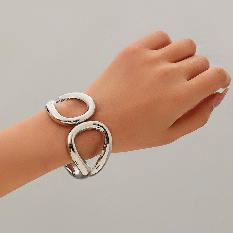 Wide Openwork Coil Metal Cuff Bracelet