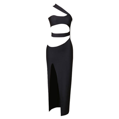 Bandage Dress Hollow Out Cutout Design Slant Shoulder Dress