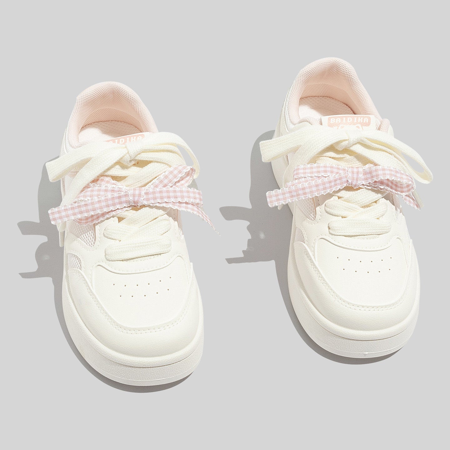 Women's Breathable Laced Up White Mesh Sneakers