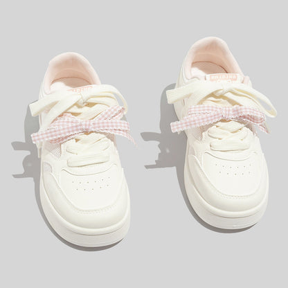 Women's Breathable Laced Up White Mesh Sneakers