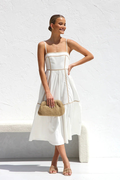 Fresh Sweet Line Dress Mid Length Small Sling Dress