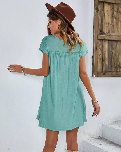 Mini Dress Blue Summer Floral Short Dress