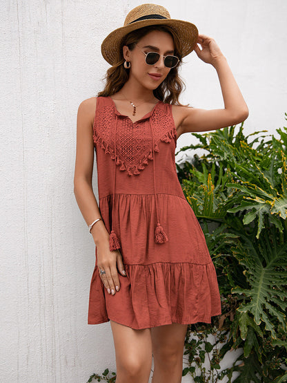 Canon Swiss Dot Tiered Babydoll Dress - Rose