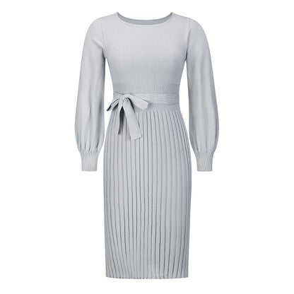Knitting Dress Slim-Fit Pleated Mid-Length Bottoming Sweater