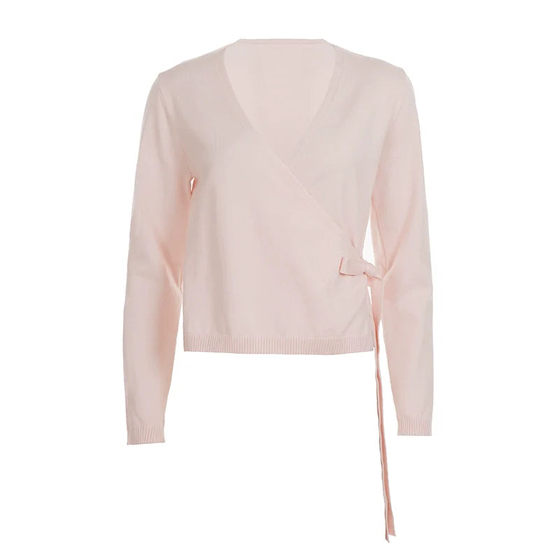 Nalayah V-Neck Tie Knit Top