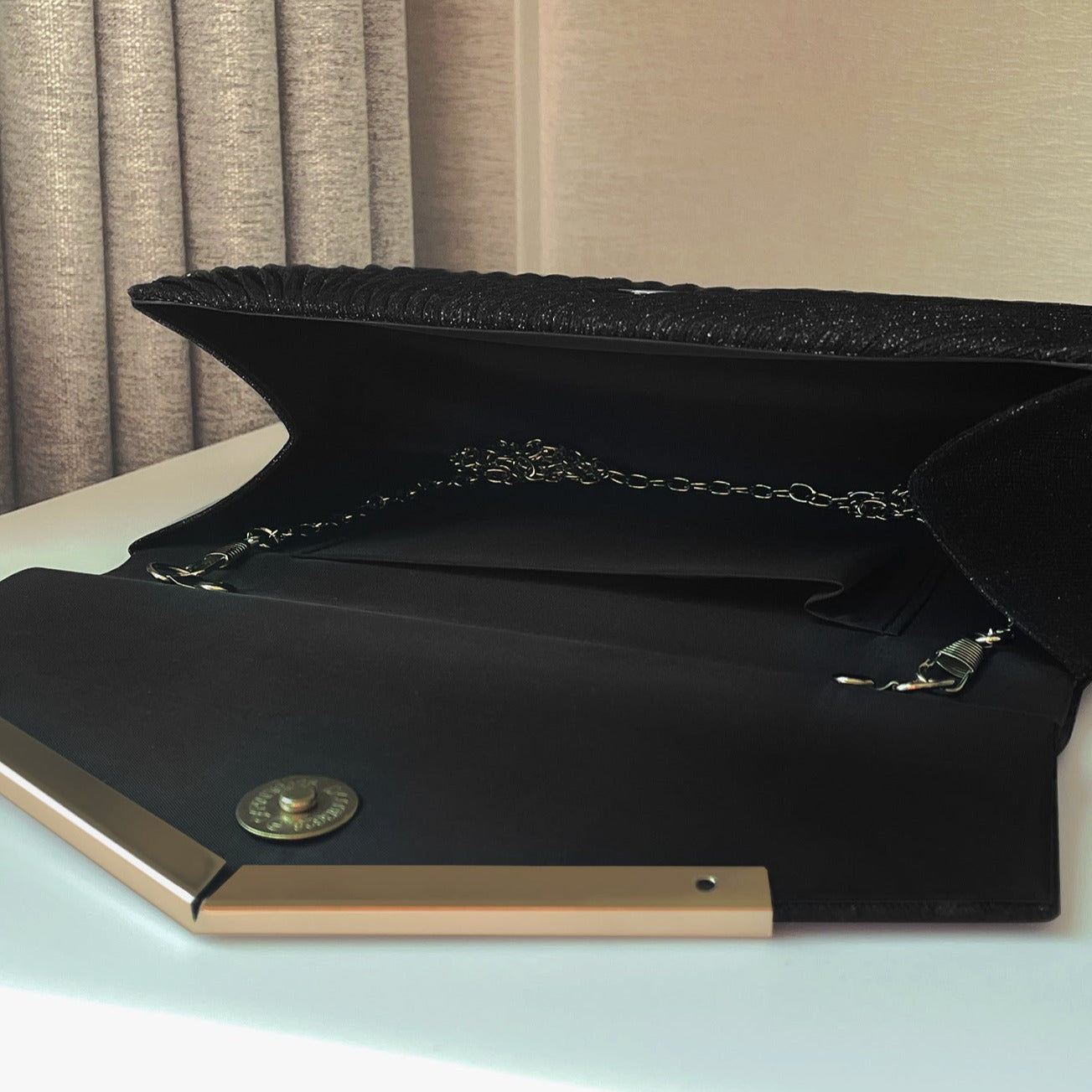 Shiny Pleated Clutch by Amy