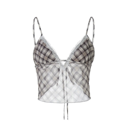 Alize Lace Trim Plaid Skirt Set