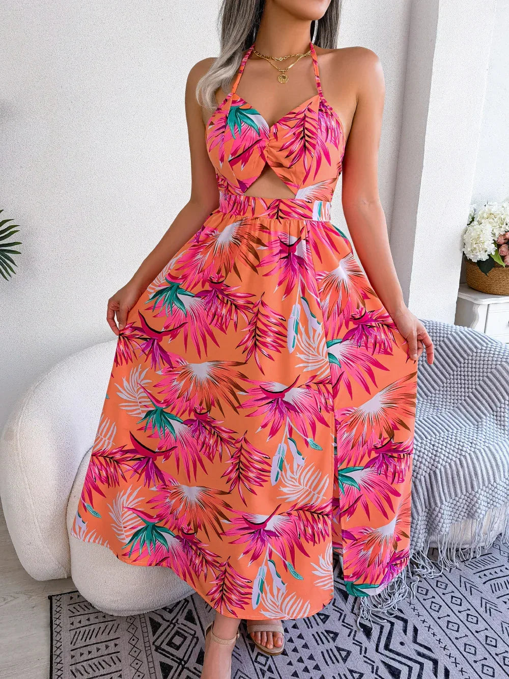 Off Shoulder Dress With Slit Hem
