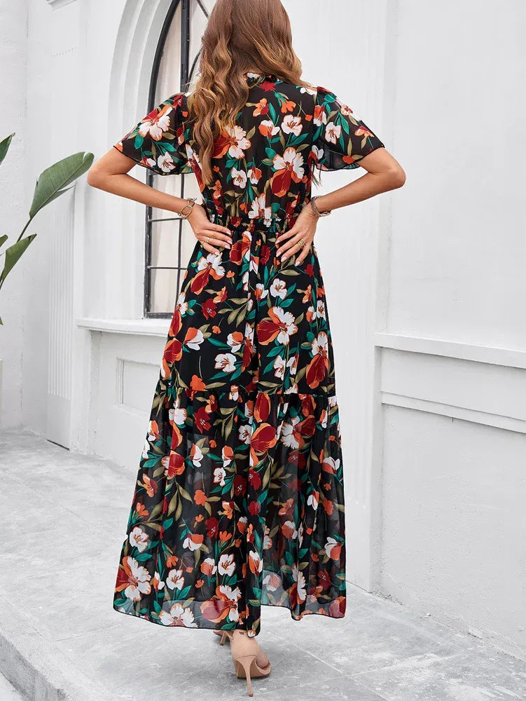 Women’s Long Summer Dress with Short Sleeves