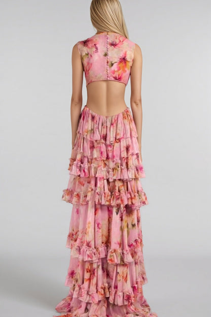 Liora High Waisted Printed Maxi Dress
