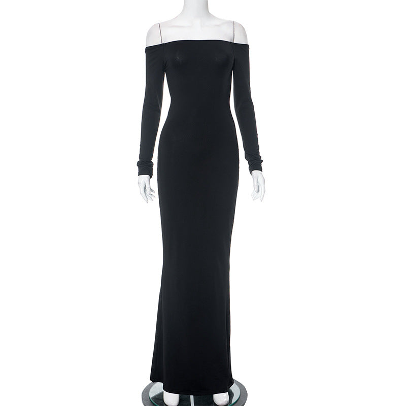 off Shoulder Sleeveless Backless Long Sleeves Dress