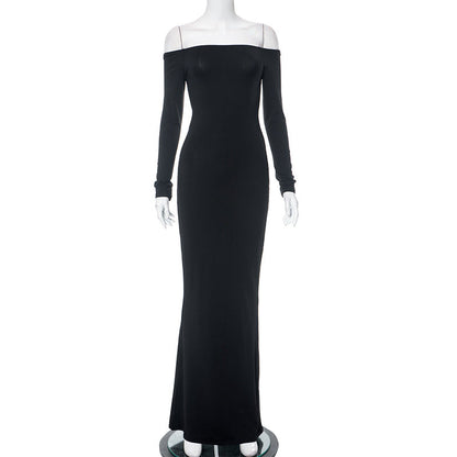 off Shoulder Sleeveless Backless Long Sleeves Dress